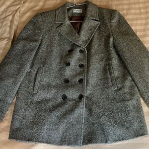 J’Envie Vintage NWOT Double Breasted Wool Jacket in Dark Brown/White Tweed.